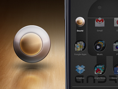 Android 3d android icon metal wood