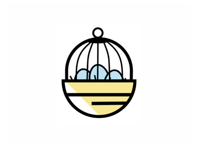 Logo Design bird bird cage blue design egg logo nest yellow