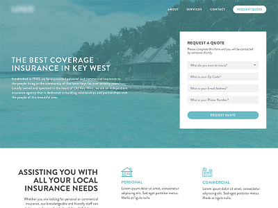Insurance Company in the Keys design forms home page insurance key west ui ux web