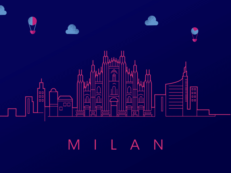 Milan City architecture blue building city cloud duomo gif italy line line design milan milano motion portagaribaldi