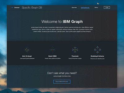 Landing page for IBM Graph database design graph landing page service ui ux website