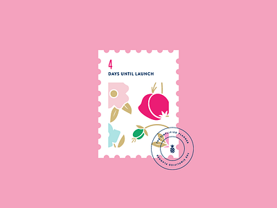 Countdown Stamp, Fancy Floral countdown launch postage stamp simplified planner stamp