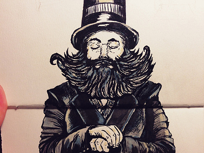 Sir. beard brush draw drawing illustration ink man pen