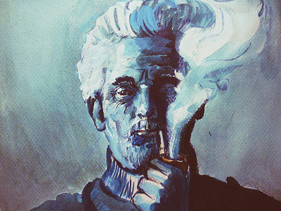 Smoking Pipes acrylics blue illustration man pipes smoking