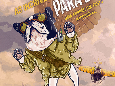 Parachute 2.0 bulldog digital french frenchie illustration ink