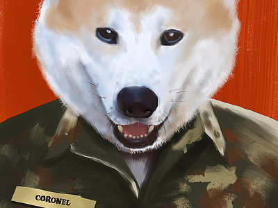 Coronel Fun akita brush digital dog illustration orange photoshop
