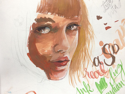 Blond gouache paint painting portrait wip woman