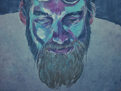 Bleu art beard blue gouache man paint painting portrait