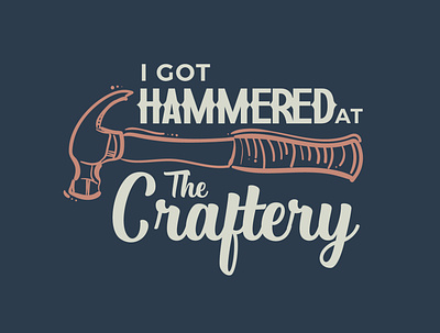 Hand Illustrated Merch design for The Craftery hammer hammered illustration pint glass the craftery tshirt
