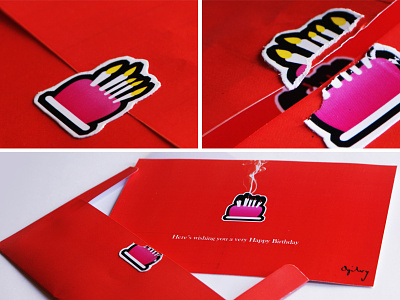 Happy Birthday Card - Ogilvy birthday cake candles card design envelope happy ogilvy red smoke sticker