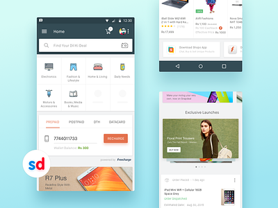 Design Refresh - Snapdeal App android app e commerce india ios landing page maison neue marketplace minimal mobile recharge snapdeal