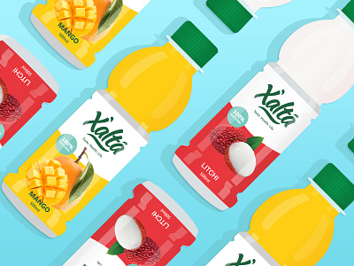 Xalta - Branding/Packaging branding drinks fresh color fruit identity juice litchi logo mango packaging red yellow
