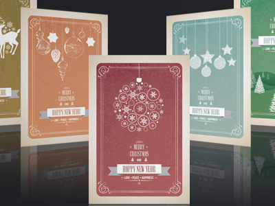 Vintage & Retro Christmas Cards / Invitation christmas cards christmas invitation christmas template template vintage template