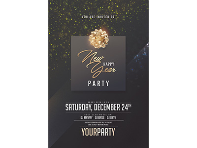 Classy New Year Party Invitation Black black classy gold invitation new year party