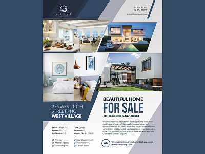 Real Estate Flyer blue flyer modern postcard real estate