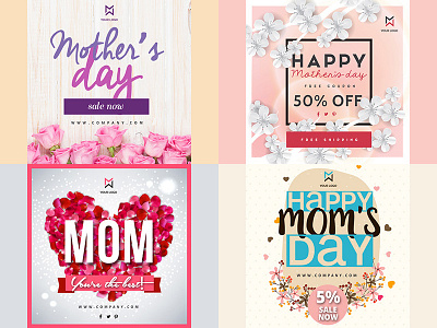 Mother Day Flyer Sales banner day discount flyer mother pink rose sales