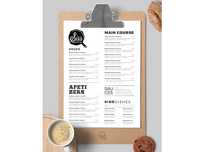 Food Menu bread coffee food menu table typography wood