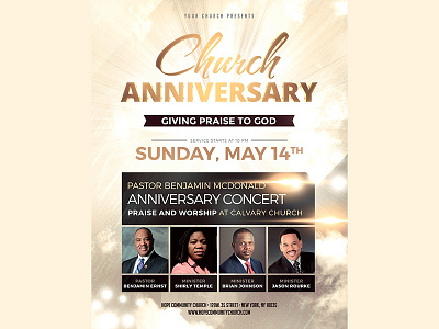 Church Anniversary Flyer Pics anniversary church design flyer gold graphic typography