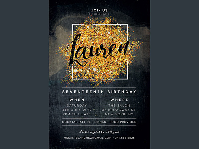 Birthday Party Invitation Black Gold birthday black gold invitation party