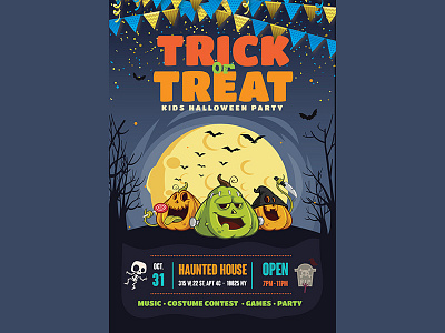 Halloween Kids Banner banner graphic halloween kids party treat trick typography vector