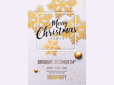 Christmas Party Invitation White Gold christmas gold invitation party white
