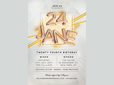 Birthday Party Invitation White Gold birthday gold invitation party white