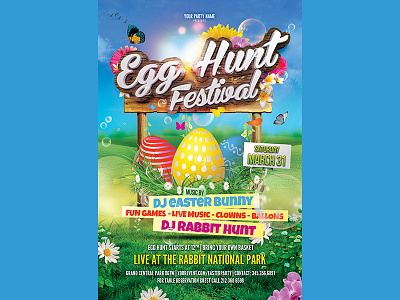 Egg Hunt Easter Festival Flyer design easter egg hunt festival flyer graphic handwriting party