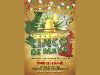 Cinco De Mayo Flyer beer design flyer graphic mayo mexican mexico music party tequila tricolor