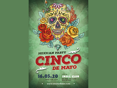 Cinco De Mayo Flyer Template calavera cinco de mayo graphic mexico party skull