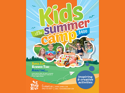 Kids Summer Camp Flyer camp creative design flyer fun graphic kids summer