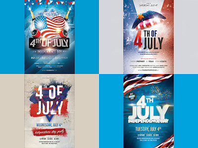 4th July Promo Banners amarican flyer graphic independence july party promo stars stripes typography