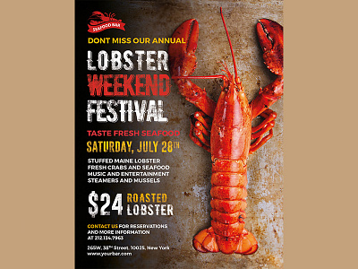 Weekend Festival Flyer festival flyer food graphic lobster restaurant typography