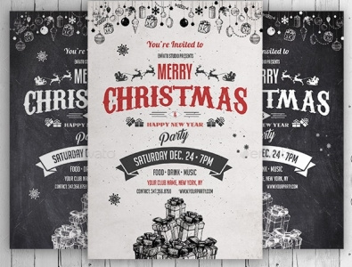 Vintage Christmas Flyer - Chalk Flyer christmas banner christmas card christmas chalk flyer christmas covers christmas flyer christmas party flyer christmas vintage flyer design invitation invitation card