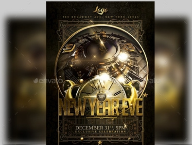 New Year Eve Flyer branding branding design christmas flyer christmas template invitation party new year flyer new year party new year template party event flyer promo party