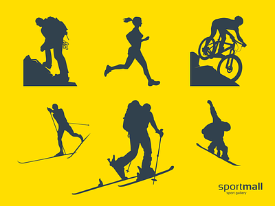 Sports silhouettes stickers cross country skiing mountain bike mtb running silhouettes ski alp snowboarding sport stickers