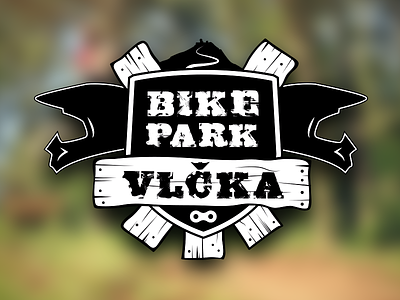 Logo of mountain bike park Vlčka - Trutnov (CZ) bike park blackwhite chain downhill freeride helmets logo mountain bike mtg trails
