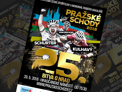 POSTER - Pražské Schody 2018 - 25. anniversary 2018 anniversary jaroslav kulhavý mtb nico schurter poster pražské schody race van der poel