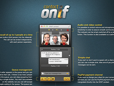 ONIF contact info screen application collaboration communication conference contact live onif ui