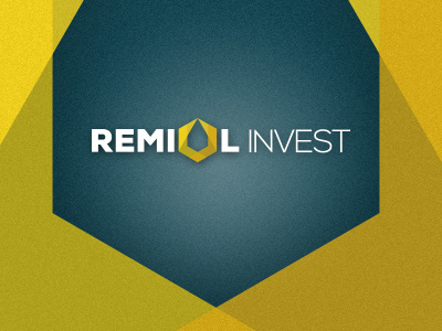Logo concept - REMIOL INVEST s.r.o. blue drop hexagon investment loan logo logodesign oil yellow