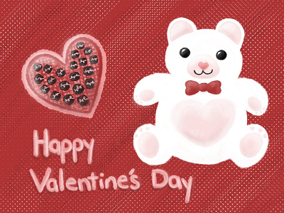 Happy Valentine's Day bear chocolate heart illustration love procreate teddy bear valentines valentines day