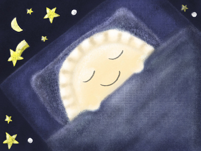 Lazy Pierogi carbs goodnight illustration lazy lazy pierogi nighttime pierogi polish procreate retrosupplyco sleepy zzz