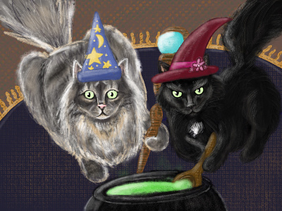 Spooky Cats cats halloween illustration magic potion procreate spooky witch wizard