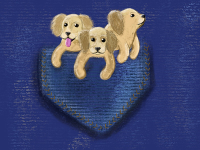 Pocket Puppies denim dog illustration pocket procreate puppies