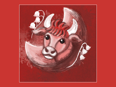 Year of the Ox animals chinese new year illustraion illustrator lily of the valley lunar new year metal ox moon ox oxen procreate spring festival year of the ox