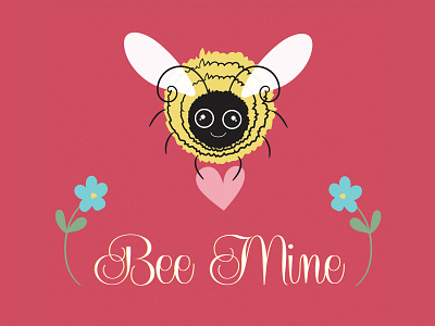 Bee Mine Valentine Greeting bee buzz illustration illustrator puns valentines