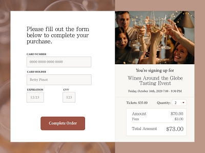 Credit Card Checkout for Wine Tasting Event