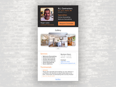 Contractor Profile app contractor daily ui daily ui 006 home improvement kitchen profile ui