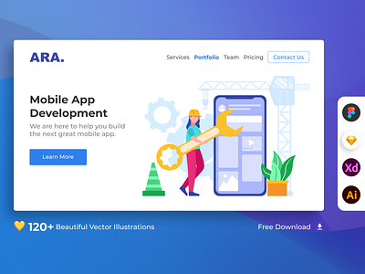 Mobile App Development Free Download Illustration