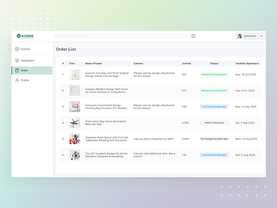 B2B ECODOE Order List UI Design