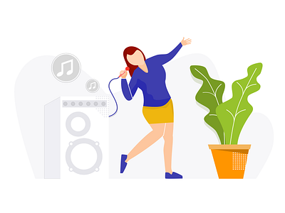 Woman Singing Karaoke Illustration (Illustrasi Biduan Dangdut) 2d design adobe illustrator character concert dangdut flat design illustration karaoke night music plant sketchapp speaker